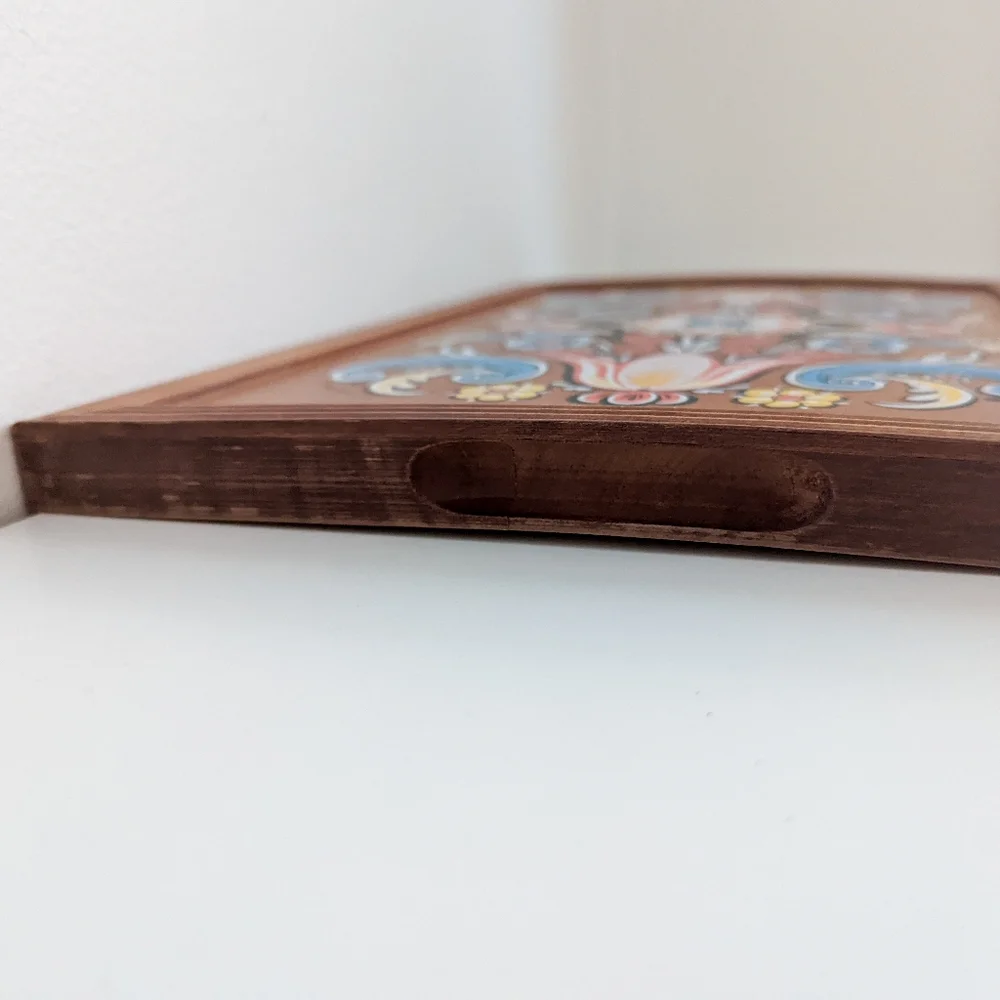 1971 Berggren Swedish Folk Art Painted Wooden Tray - Picture 3 of 8